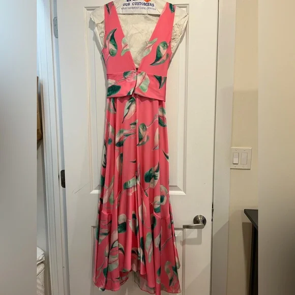 PatBO Pink and Green Sleeveless V-Neck Sundress - Picture 3 of 3